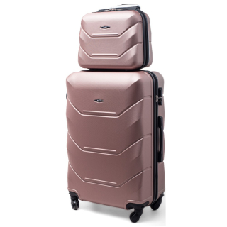 Zlato-ružová sada 2 luxusných ľahkých plastových kufrov "Luxury" - 2 veľkosti