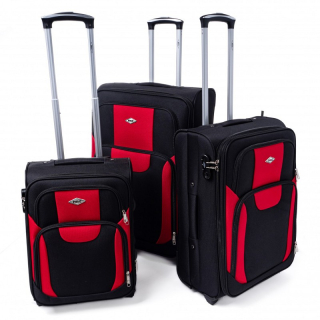 Červeno-čierna sada 3 objemných textilných kufrov "Golem" - veľ. M, L, XL