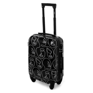 Čierno-biely škrupinový cestovný kufor "Mystery" - 2 veľkosti