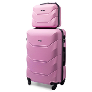Ružová sada 2 luxusných ľahkých plastových kufrov "Luxury" - 2 veľkosti