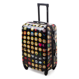 Čierny škrupinový cestovný kufor "Emoticons" - veľ. L