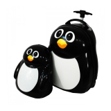 Čierny detský kufor + ruksak "Penguin" - veľ. S + M