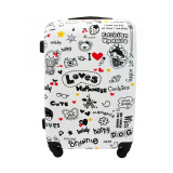 Čierno-biely detský kufor na kolieskach "Love" - veľ. M
