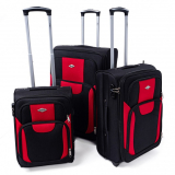 Červeno-čierna sada 3 objemných textilných kufrov "Golem" - M, L, XL