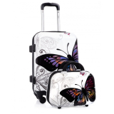 Biela 2-dielna sada cestovných kufrov "Butterfly" - veľ. M + M