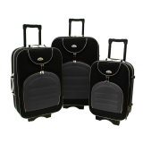 Sivo-čierna sada 3 cestovných kufrov "Movement" - M, L, XL