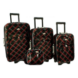Červeno-čierna sada 4 cestovných kufrov "Check" - S, M, L, XL