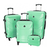 Zelená sada 4 luxusných ľahkých plastových kufrov "Luxury" - S, M, L, XL