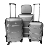 Strieborná sada 4 luxusných ľahkých plastových kufrov "Luxury" - S, M, L, XL