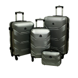 Strieborná sada 4 luxusných ľahkých plastových kufrov "Luxury" - S, M, L, XL