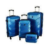 Modrá sada 4 luxusných ľahkých plastových kufrov "Luxury" - S, M, L, XL