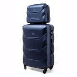 Tmavomodrá sada 2 luxusných ľahkých plastových kufrov "Luxury" - 1 veľkosť