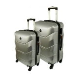 Strieborná sada 2 luxusných ľahkých plastových kufrov "Luxury" - M, L