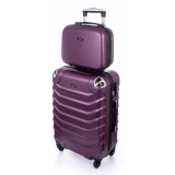 Fialová sada (taška+kufor) škrupinových kufrov "Premium" - 2 veľkosti