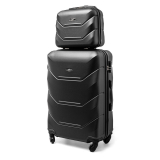 Čierna sada 2 luxusných ľahkých plastových kufrov "Luxury" - 1 veľkosť