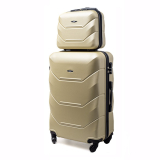 Zlatá sada 2 luxusných ľahkých plastových kufrov "Luxury" - 2 veľkosť