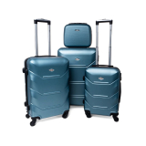 Tmavotyrkysová sada 4 luxusných ľahkých plastových kufrov "Luxury" - S, M, L, XL