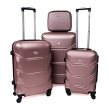 Zlato-ružová sada 4 luxusných ľahkých plastových kufrov "Luxury" - S, M, L, XL