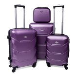 Fialová sada 4 luxusných ľahkých plastových kufrov "Luxury" - S, M, L, XL