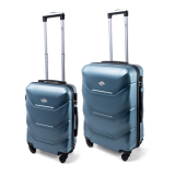 Svetlotyrkysová sada 2 luxusných ľahkých plastových kufrov "Luxury" - veľ. M, L