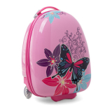 Ružový detský kufor na kolieskach "Butterfly" - veľ. M