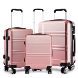 Ružová sada luxusných kufrov s TSA zámkom "Travelmania" - veľ. M, L, XL