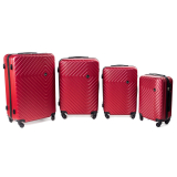 Červená sada 4 pevných plastových kufrov "Waves" - veľ. M, L, XL, XXL