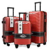 Červená sada extravagantných škrupinových kufrov "Shiny" - veľ. M, L, XL
