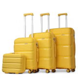 Žltá sada prémiových plastových kufrov "Majesty" - veľ. S, M, L, XL