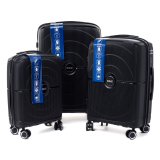 Čierna sada 3 luxusných odolných kufrov "Orbital" - M, L, XL