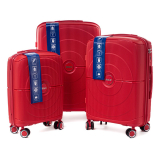 Červená sada 3 luxusných odolných kufrov "Orbital" - M, L, XL