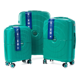 Zelená sada 3 luxusných odolných kufrov "Orbital" - M, L, XL