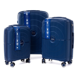 Tmavomodrá sada 3 luxusných odolných kufrov "Orbital" - M, L, XL