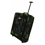 Zeleno-čierna ľahká taška na kolieskach "Alphabet" - veľ. M