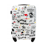 Čierno-biely škrupinový cestovný kufor "Love" - veľ. XL
