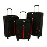 Čierna sada 3 nepremokavých kufrov "Practical" + expander - M, L, XL