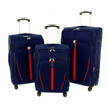 Tmavomodrá sada 3 nepremokavých kufrov "Practical" + expander - M, L, XL