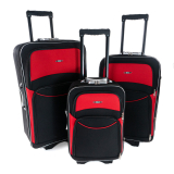 Set 3 červeno-čiernych cestovných kufrov "Standard" - veľ. M, L, XL