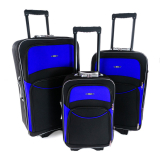 Set 3 modro-čiernych cestovných kufrov "Standard" - veľ. M, L, XL