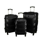 Čierna sada 3 luxusných ľahkých plastových kufrov "Luxury" - M, L, XL