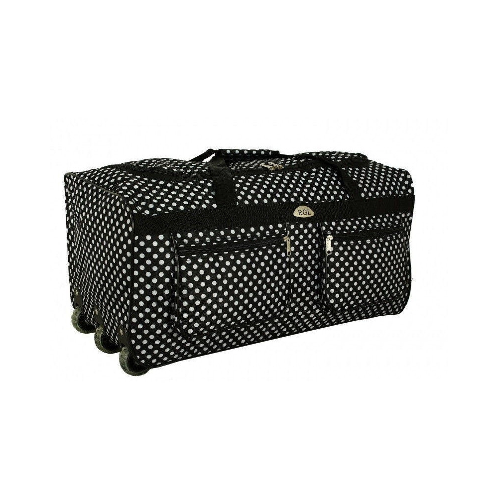 Čierno-biela cestovná taška s extra kolieskami "Dots" - veľ. 3XL