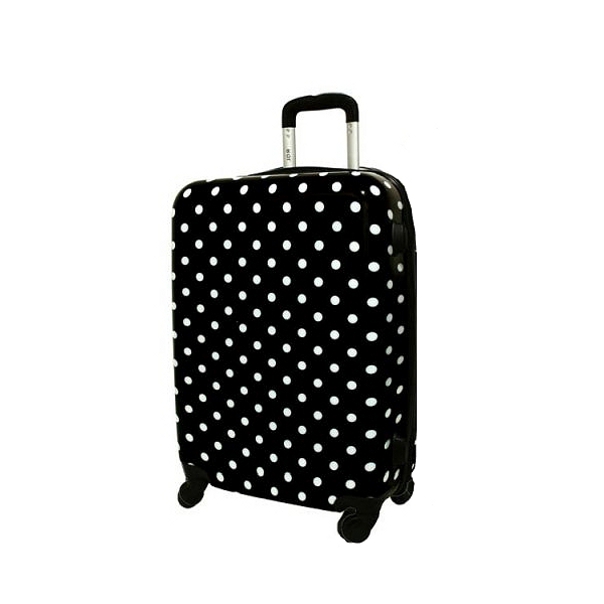 Čierno-biely škrupinový cestovný kufor "Dots" - veľ. M