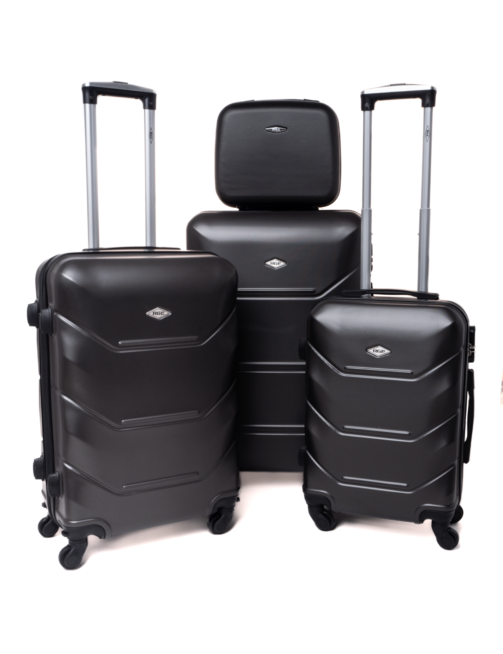 Čierna sada 4 luxusných ľahkých kufrov \