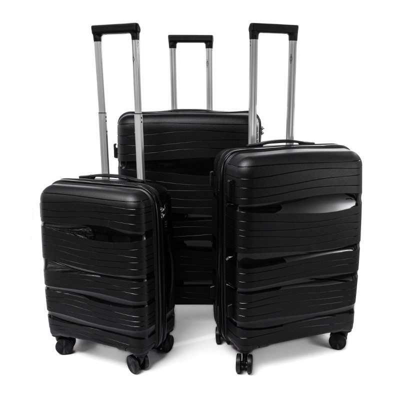 Čierna sada 3 luxusných škrupinových kufrov \