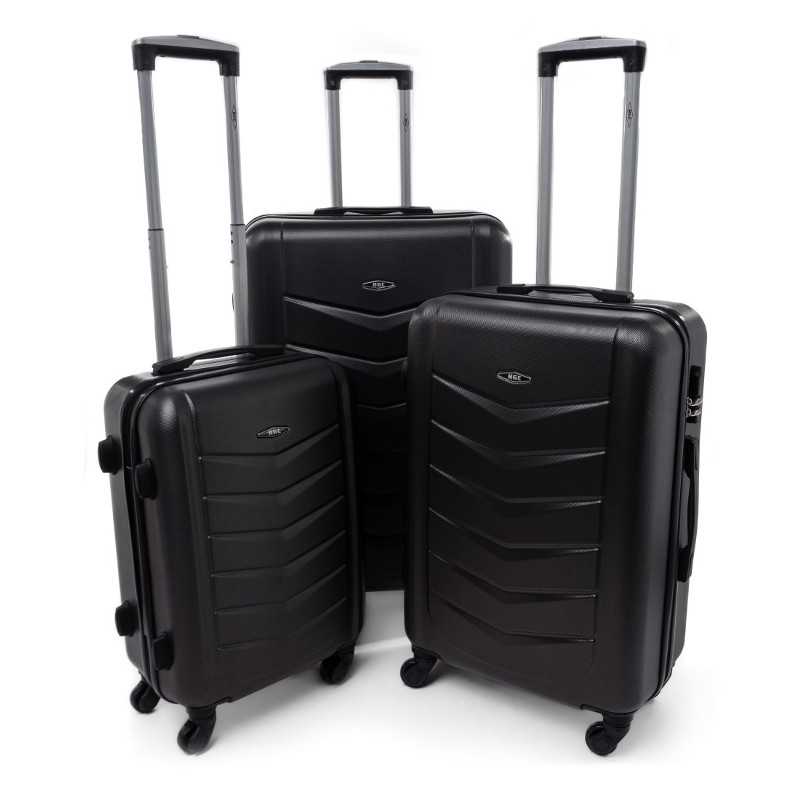 Čierna sada 3 odolných elegantných plastových kufrov \