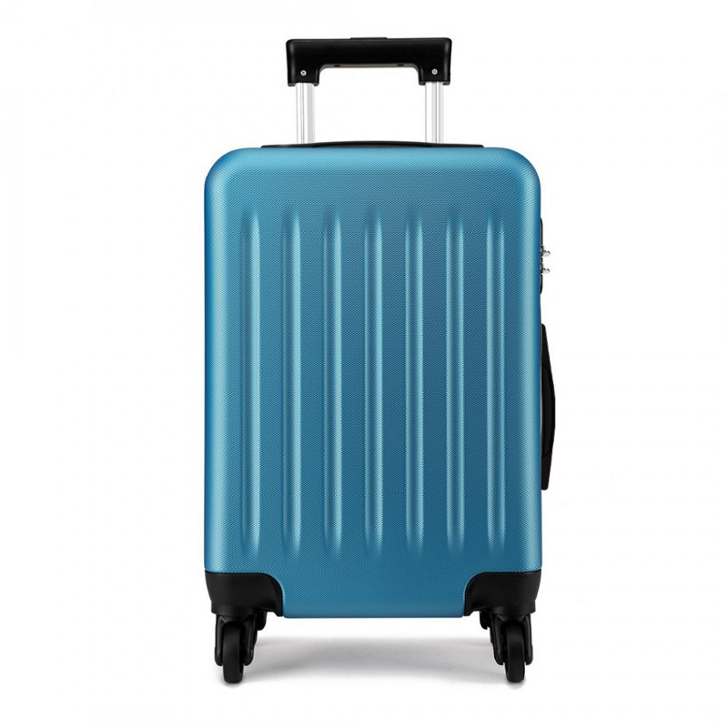 Modrý odolný plastový cestovný kufor \