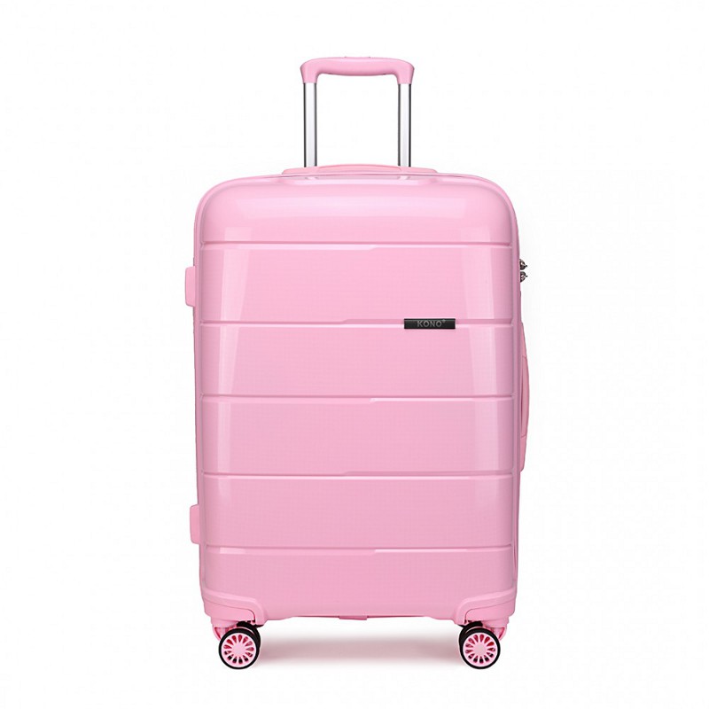 Ružový prémiový plastový kufor s TSA zámkom \