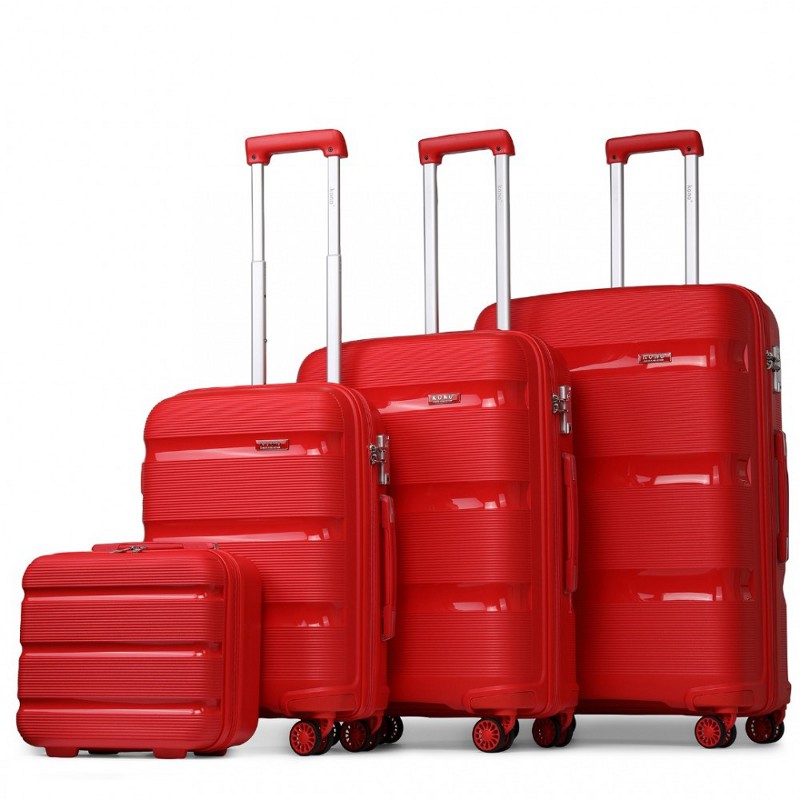 Tmavočervená sada prémiových plastových kufrov \