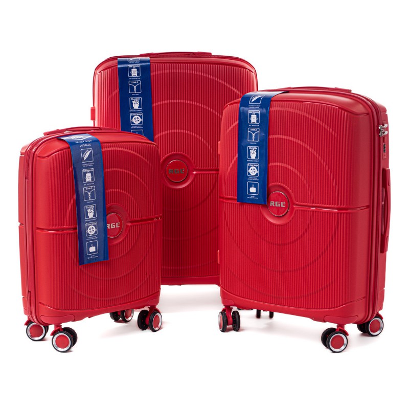 Červená sada 3 luxusných odolných kufrov \
