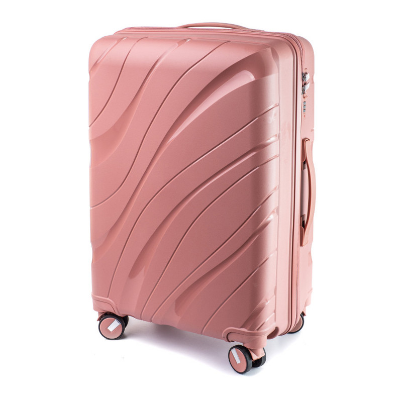 E-shop Zlato-ružový elegantný škrupinový kufor "Tide" s TSA zámkom - veľ. M,
